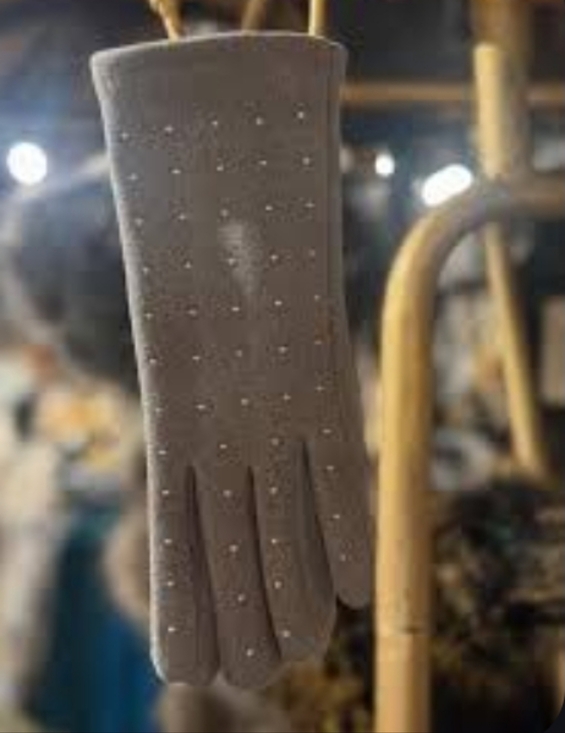 Coco + Carmen Gray Gloves with Gold Accents Women's One Size - Picture 3 of 7